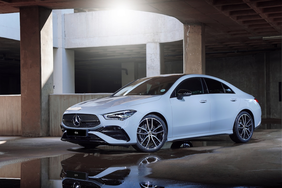 Frontal side view of a Mercedes-Benz CLA Coupé.