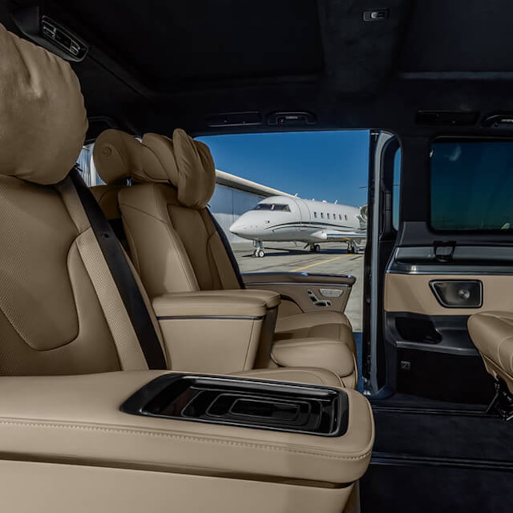 Luxury interior of the Mercedes-Benz V-Class.