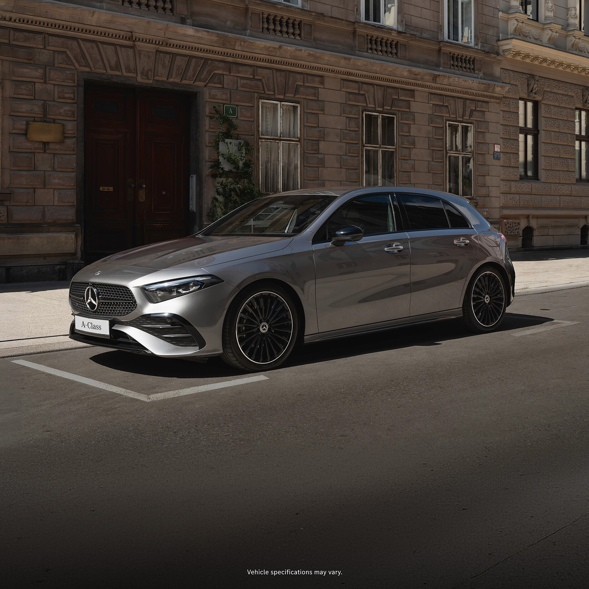 Leasing & Financing | A-Class Hatchback | Mercedes-Benz Front side view of the A-Class Hatchback from Mercedes-Benz.