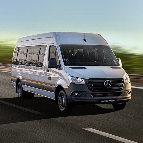 The Mercedes-Benz Sprinter Inkanyezi driven on the road.