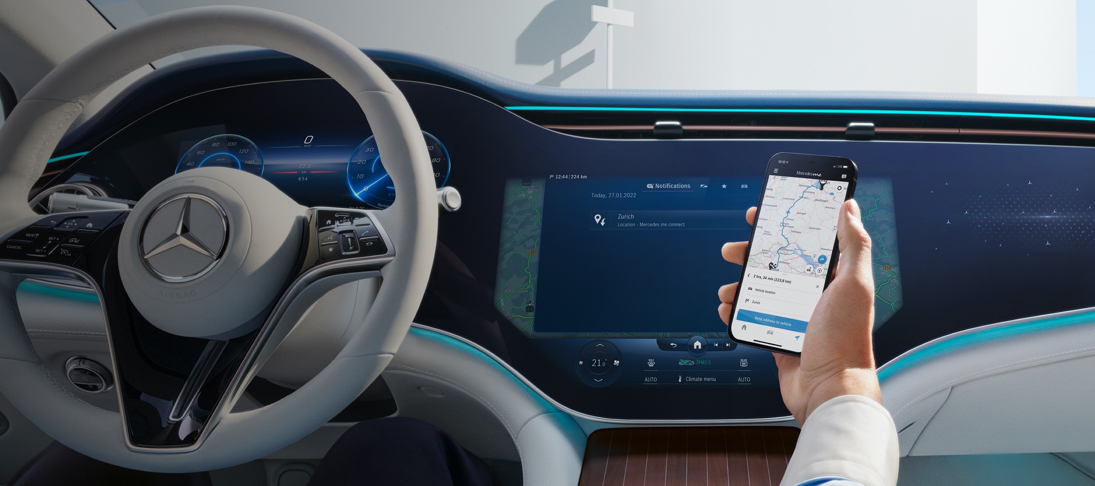 Apps | Mercedes-Benz Man opening the Mercedes-Benz App on his smartphone.