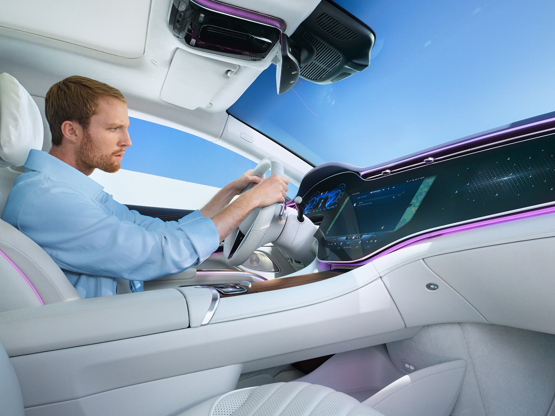 The Mercedes me service app in a Mercedes-Benz car.