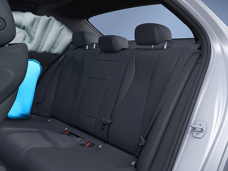 An illustration showing how the sidebags in the rear work in the Mercedes-Benz A-Class Sedan.