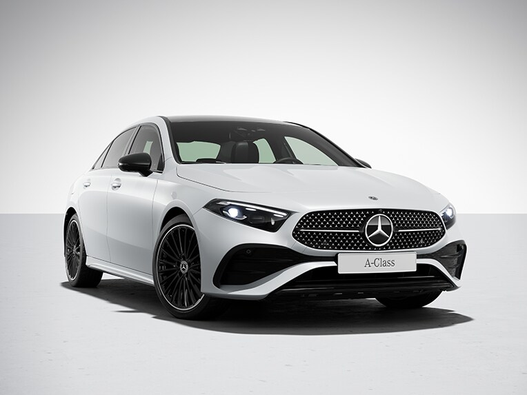 The exterior of the Mercedes-Benz A-Class Sedan with Night package.