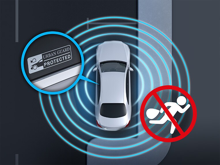 Visualisation of the URBAN GUARD vehicle protection in the Mercedes-Benz C-Class Cabriolet.
