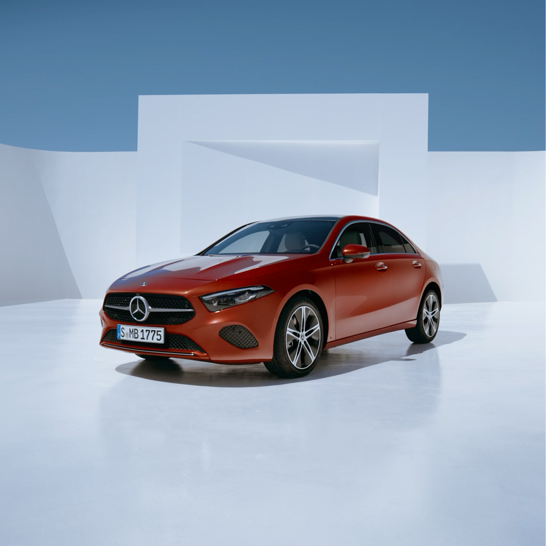 Mercedes-Benz A-Class Sedan Elevated side view of the Mercedes-Benz A-Class Sedan.