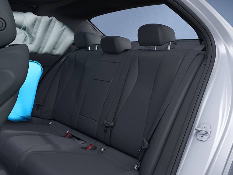 The side airbags in the rear of the new Mercedes-Benz CLA Coupé.