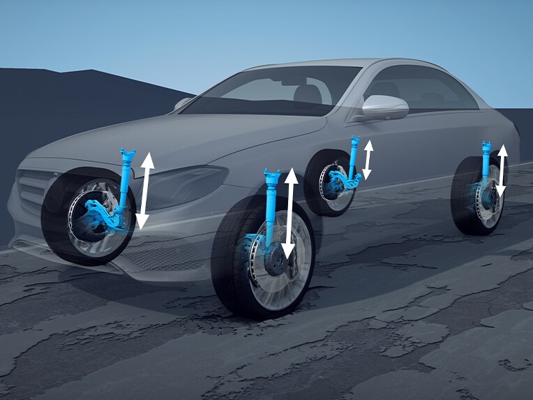 The AIRMATIC air suspension of the EQS from Mercedes-EQ.