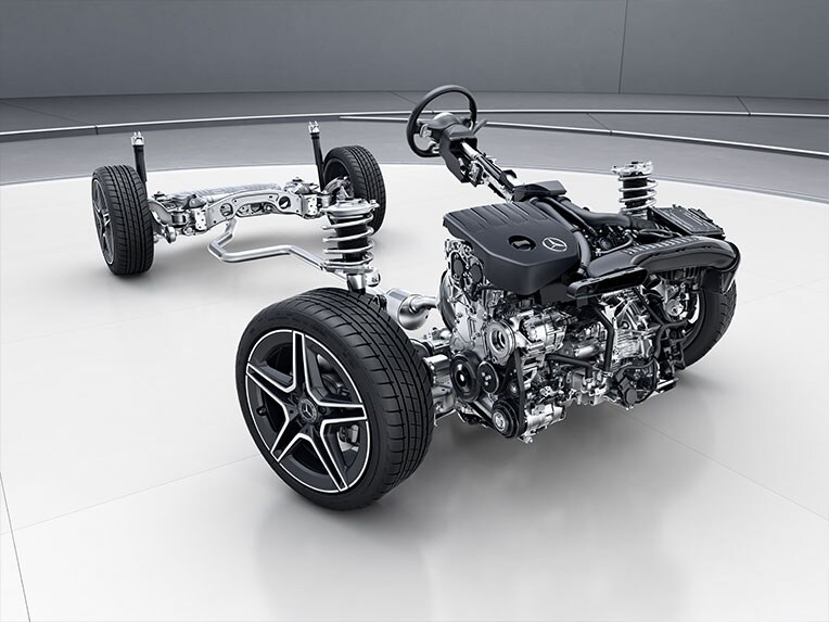 The lowered comfort suspension of the Mercedes-Benz GLA.