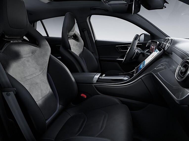 The interior of the Mercedes-AMG GLC Coupé with AMG Performance Seat Package Advanced.