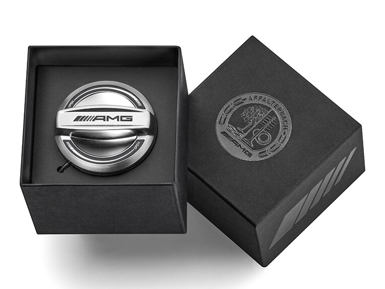 The AMG fuel cap of the Mercedes-AMG GLC Coupé.