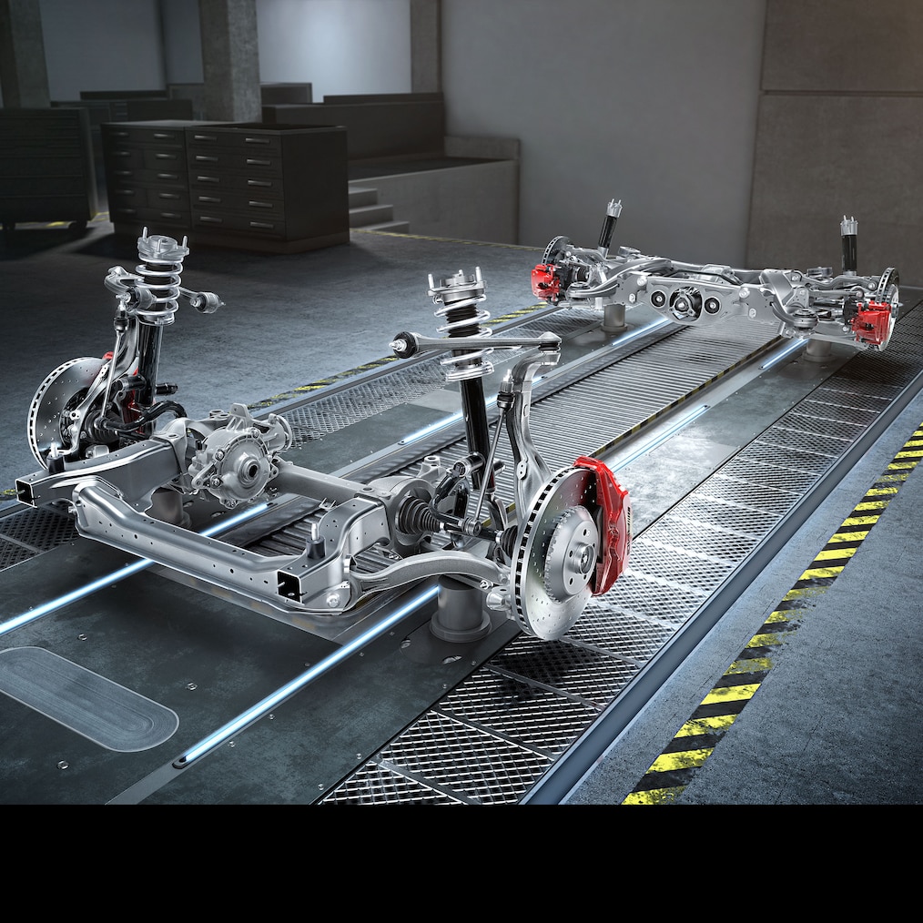 The chassis of the Mercedes-AMG GLC 63 S E PERFORMANCE Coupé.