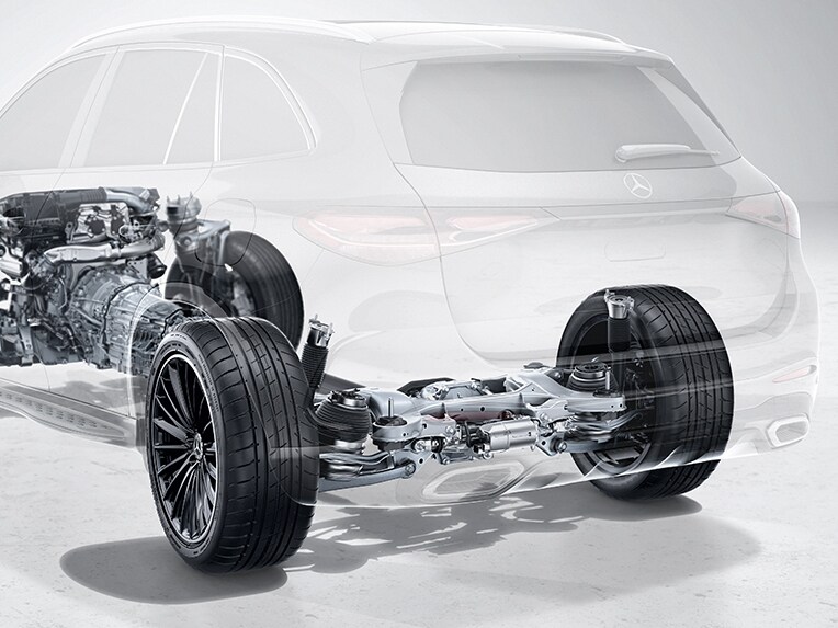 Technical illustration of AIRMATIC in the new GLC SUV from Mercedes-Benz.