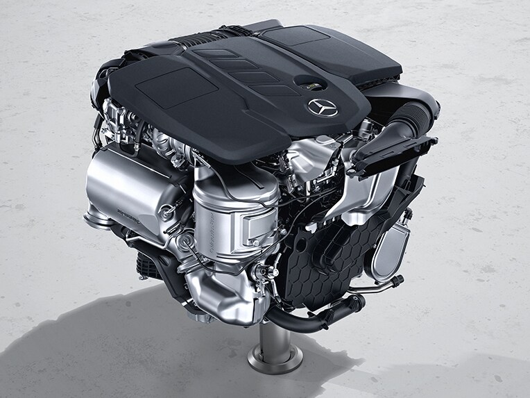 Technical illustration of AIRMATIC with rear axle steering in the new GLC SUV from Mercedes-Benz.