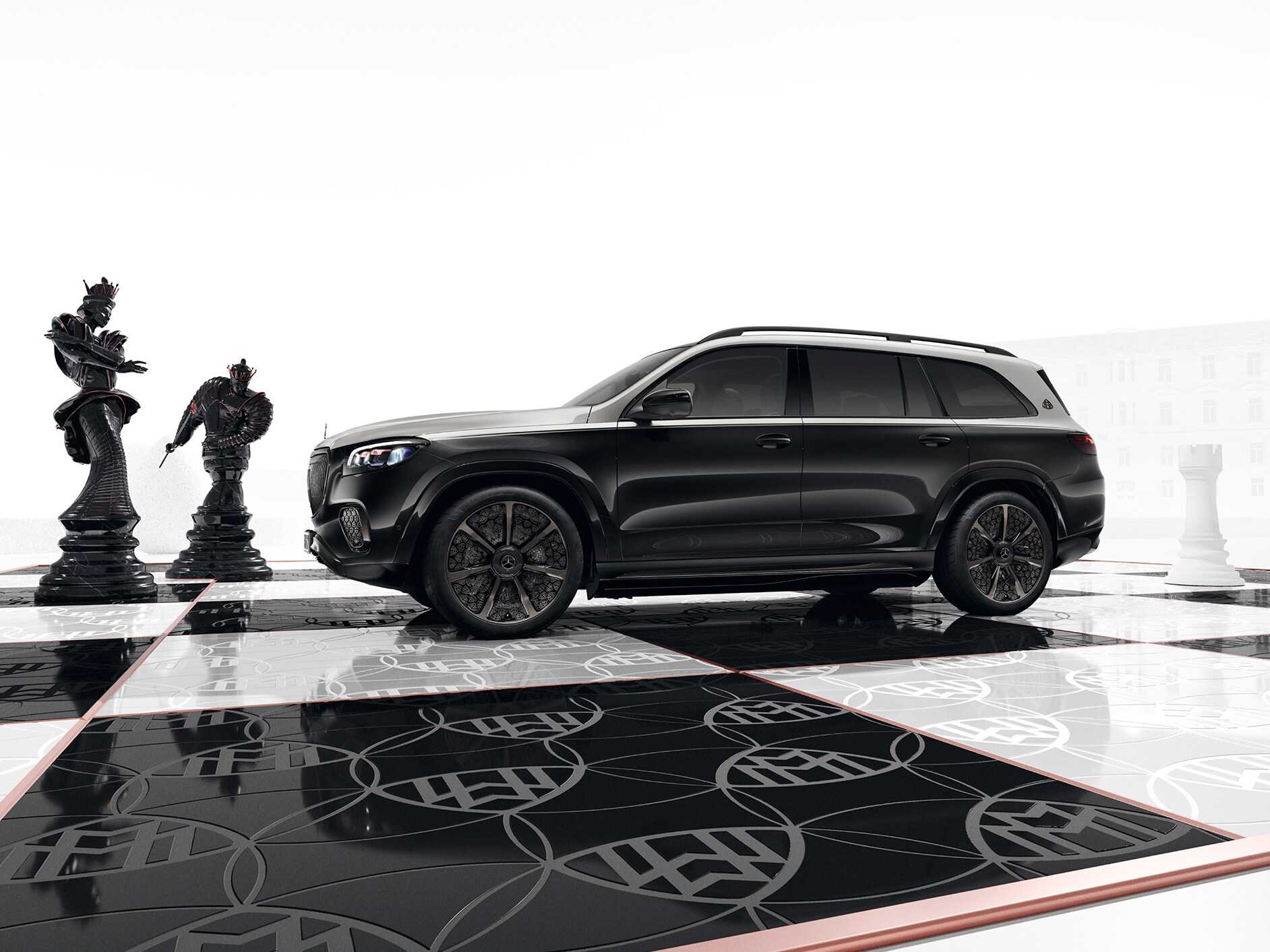Mercedes-Maybach on a chessboard