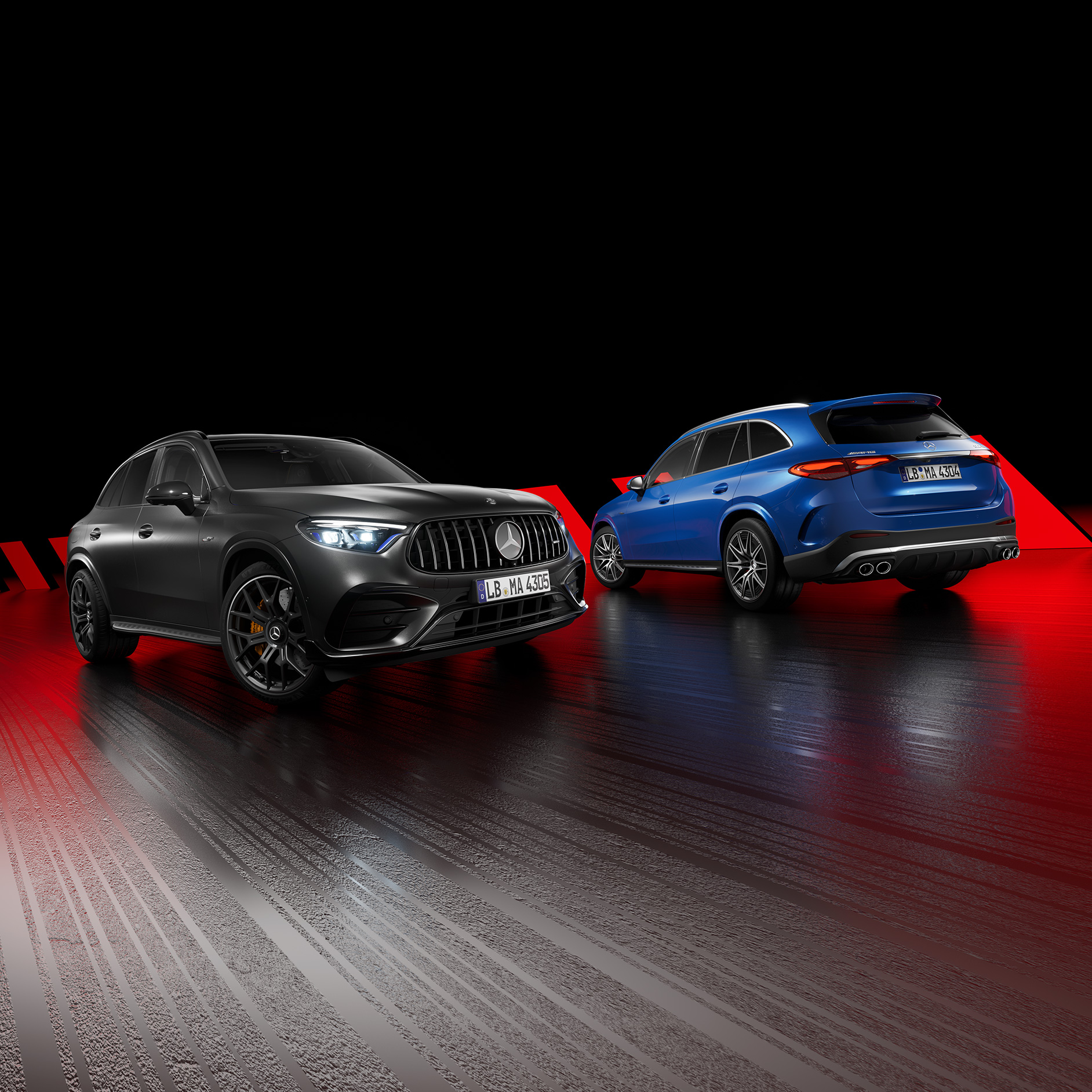 Product presentations and car checks | Mercedes-AMG A rear view of a Mercedes-AMG vehicle.