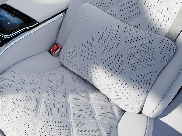 A seat in the Mercedes-Maybach EQS SUV with durable leather.
