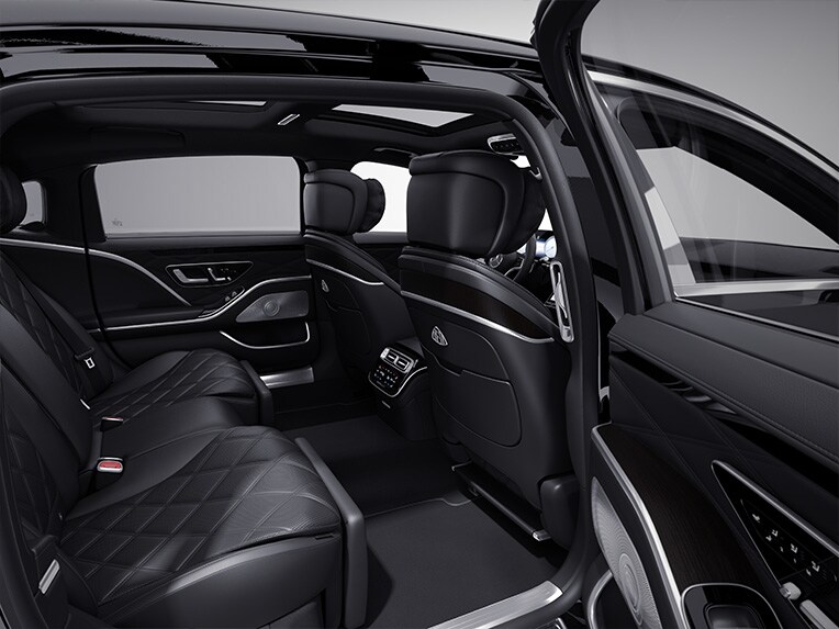 The interior of the Mercedes Maybach S-Class with Exclusive trim elements package.