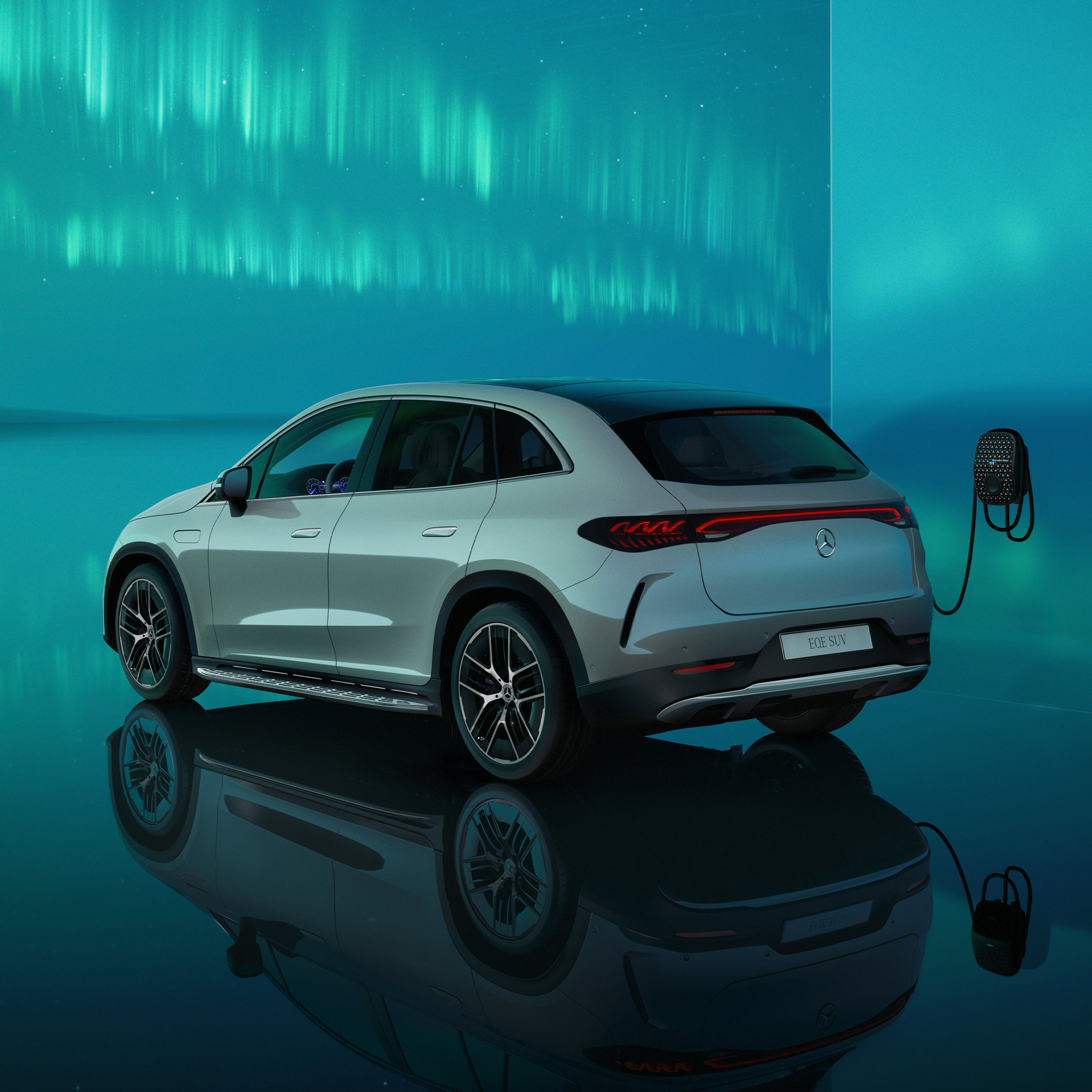 Electromobility | EQE | Mercedes-EQ The photo shows a rear view of the EQE from Mercedes-EQ.