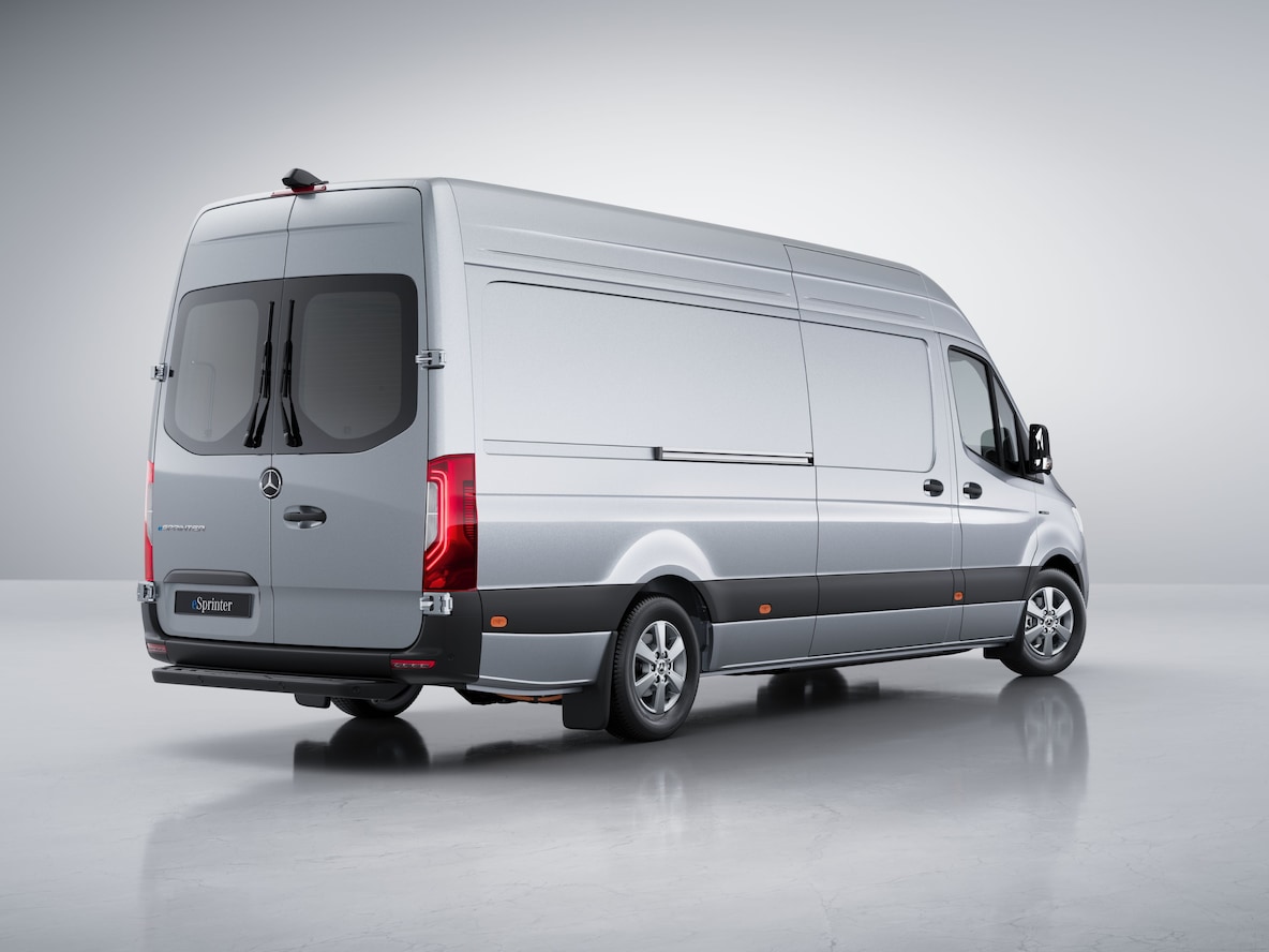The exterior of the Mercedes-Benz eSprinter Panel Van.