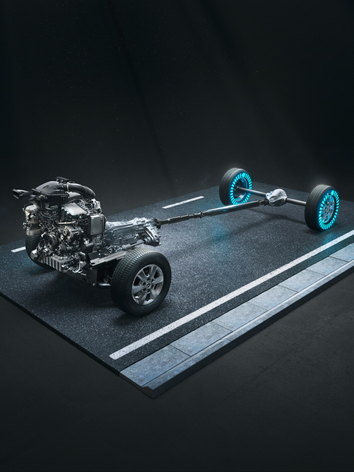 The 4x4 all-wheel drive with torque on demand of the Sprinter Chassis.