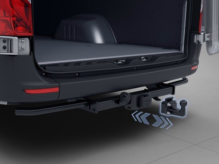 The trailer coupling with detachable ball-head enables towing of trailers with a trailer load of up to 2,000 kg.