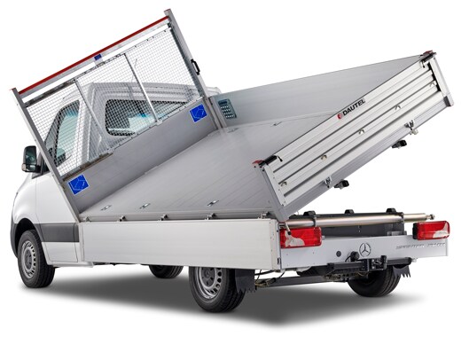 The bodies from Dautel turn the Sprinter into a tipper vehicle with which you can solve your transport tasks intelligently, reliably and quickly.