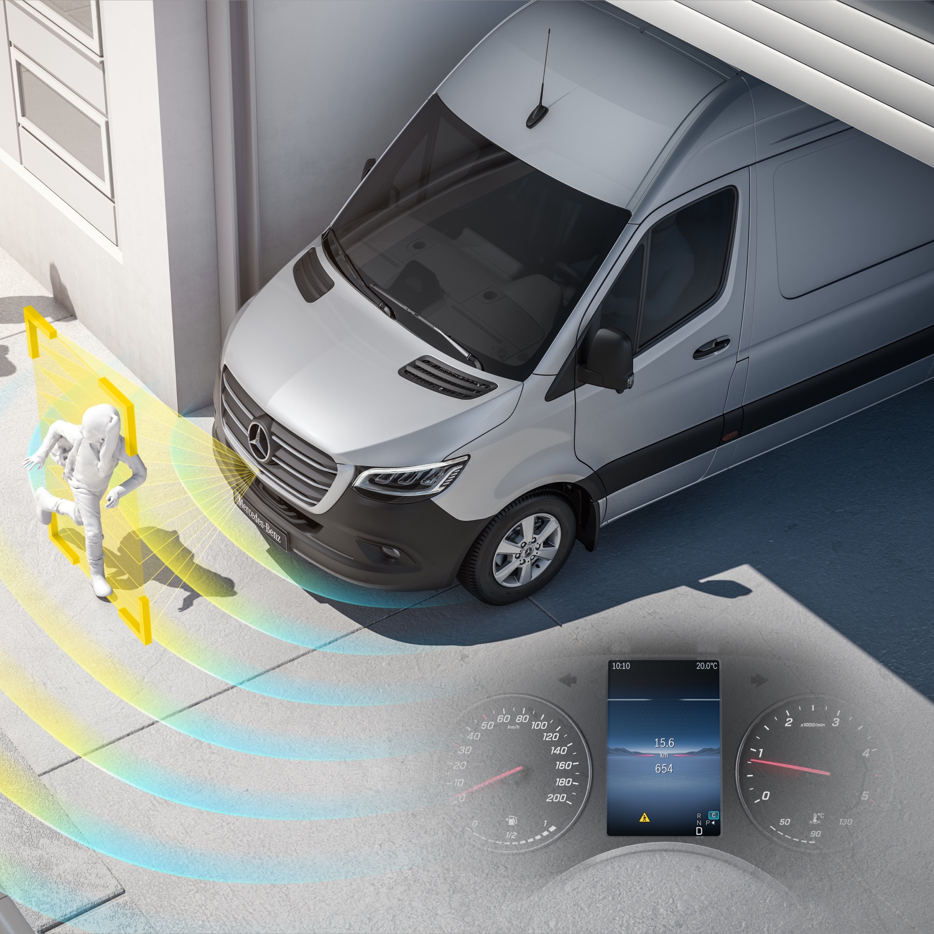 Moving-off Information Assist System (MOIS) | Sprinter Panel Van | Mercedes-Benz The Moving-off Information Assist System (MOIS) for the Mercedes-Benz Sprinter Panel Van.