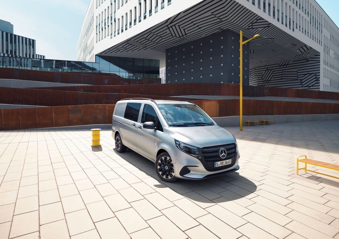 The Vito Mixto in front of a business building.