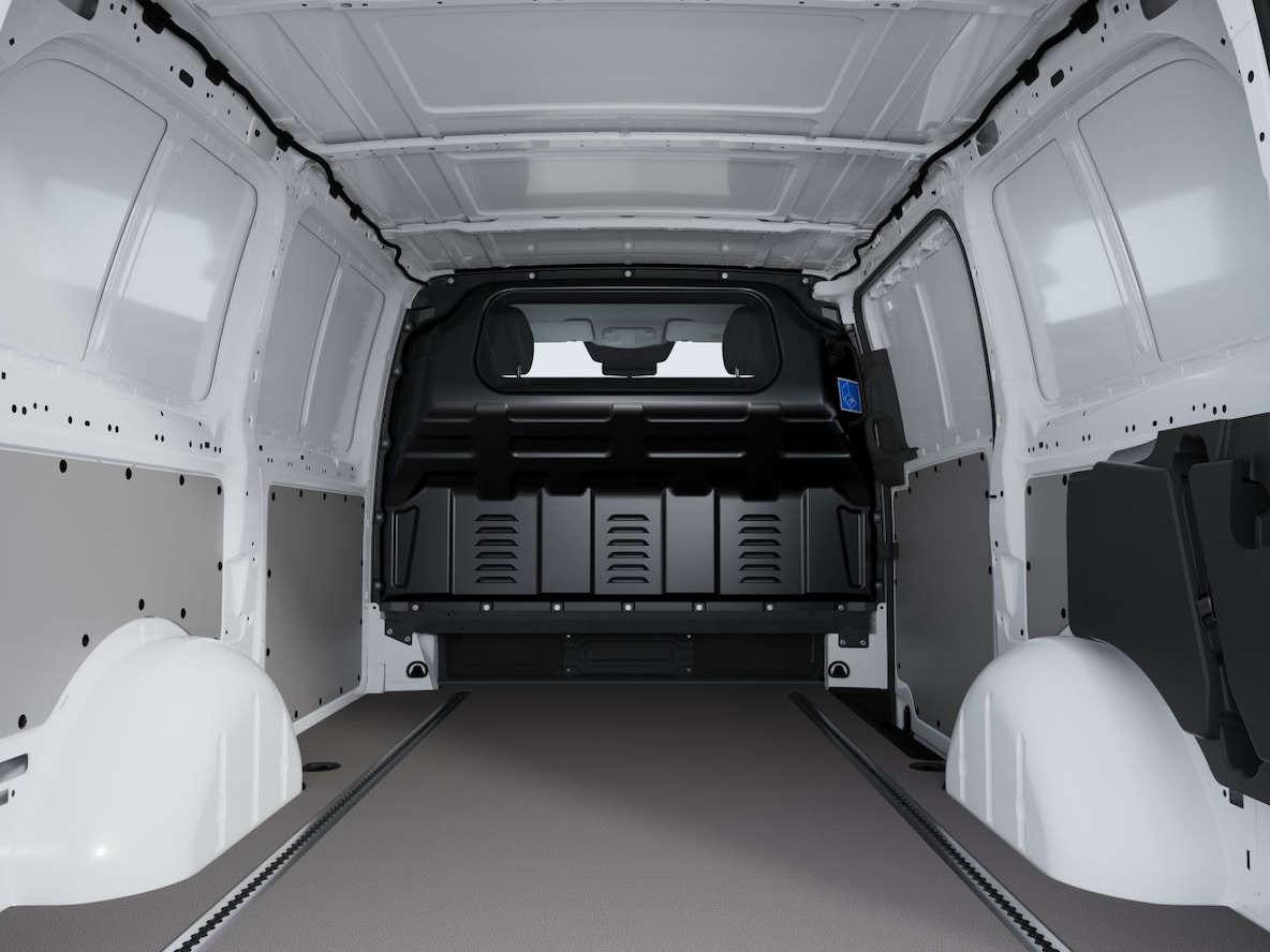 Full-width partition on the B-pillar with window in the Vito Panel Van.